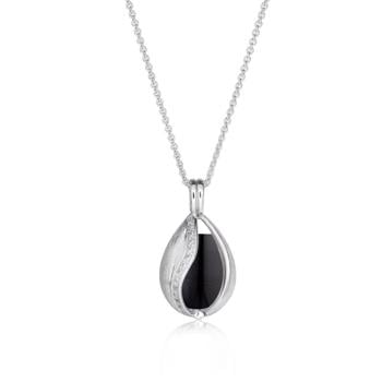 stort smykkeæg i sølv med sort onyx, Blicher fuglsang